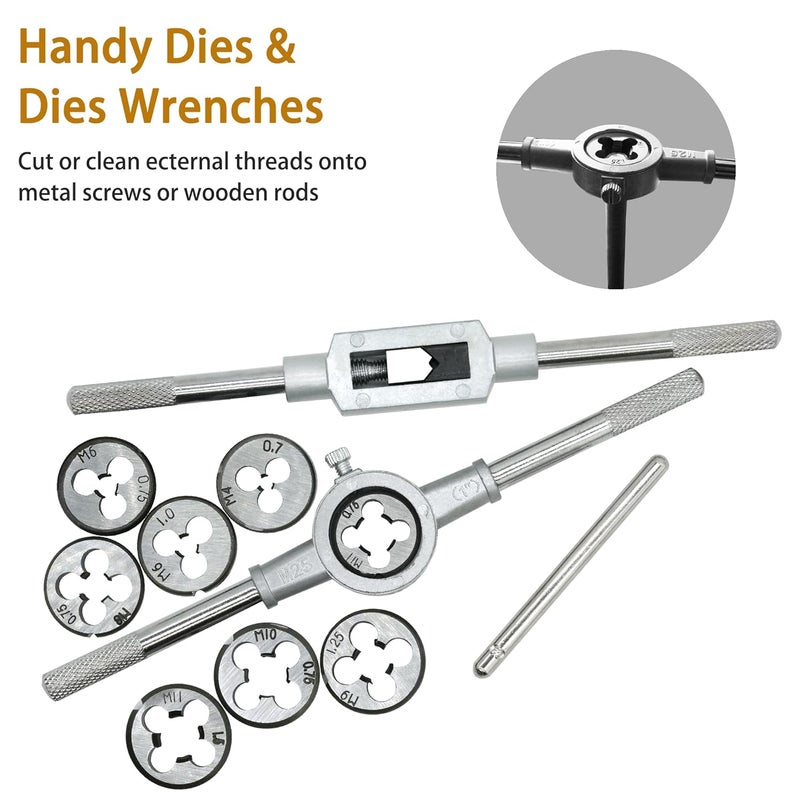 Axelord 40PCS Tap and Die Set, Metric Screw Threads M3, M4, M5, M6, M7, M8, M10, M12, Both Coarse and Fine Types | Essential Threading Tool Kit with Complete Handles, Accessories and Case - Image 4